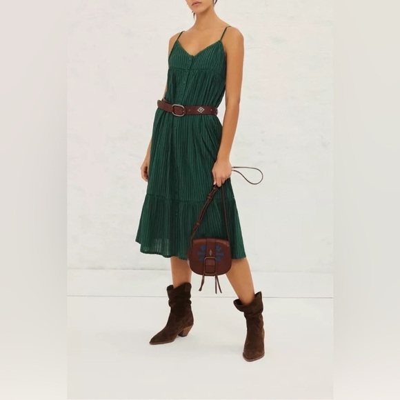 ba&sh / Ully Texture Stripe strappy tiered Midi Sundress L - Picture 1 of 7